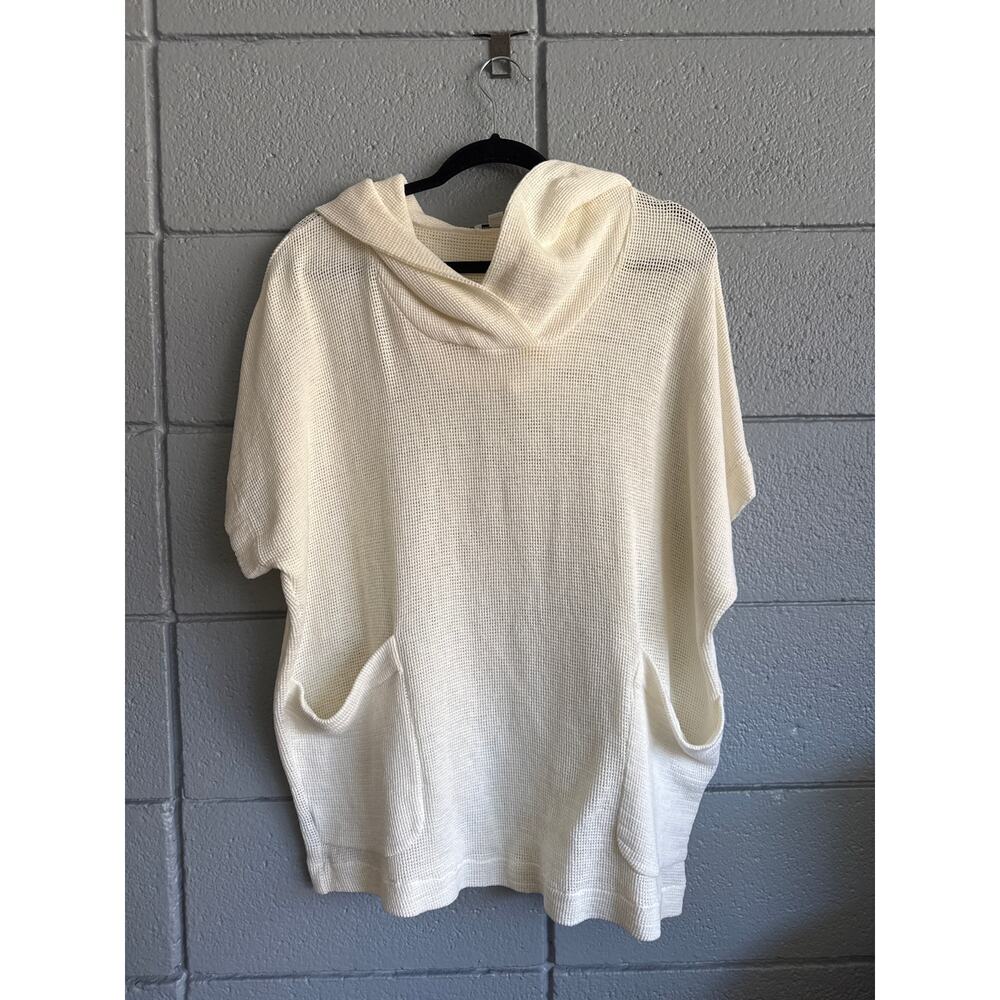 Standard James Perse Ivory Mesh Hoodie Top size 0 in White - Picture 3 of 7